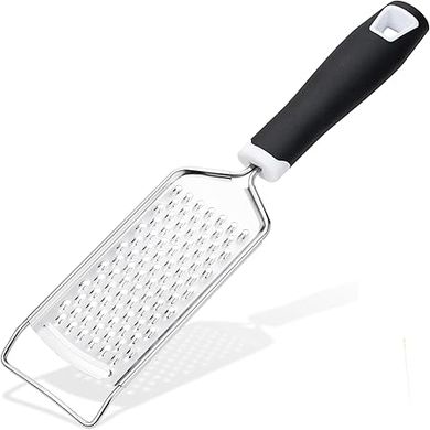 Rainspire Professional Stainless Steel Cheese & Zester Grater:  Ergonomic Handle, Black
