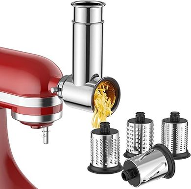 Innomoon KitchenAid Stainless Steel Slicer, Shredder & Grater Attachment with 4 Blades
